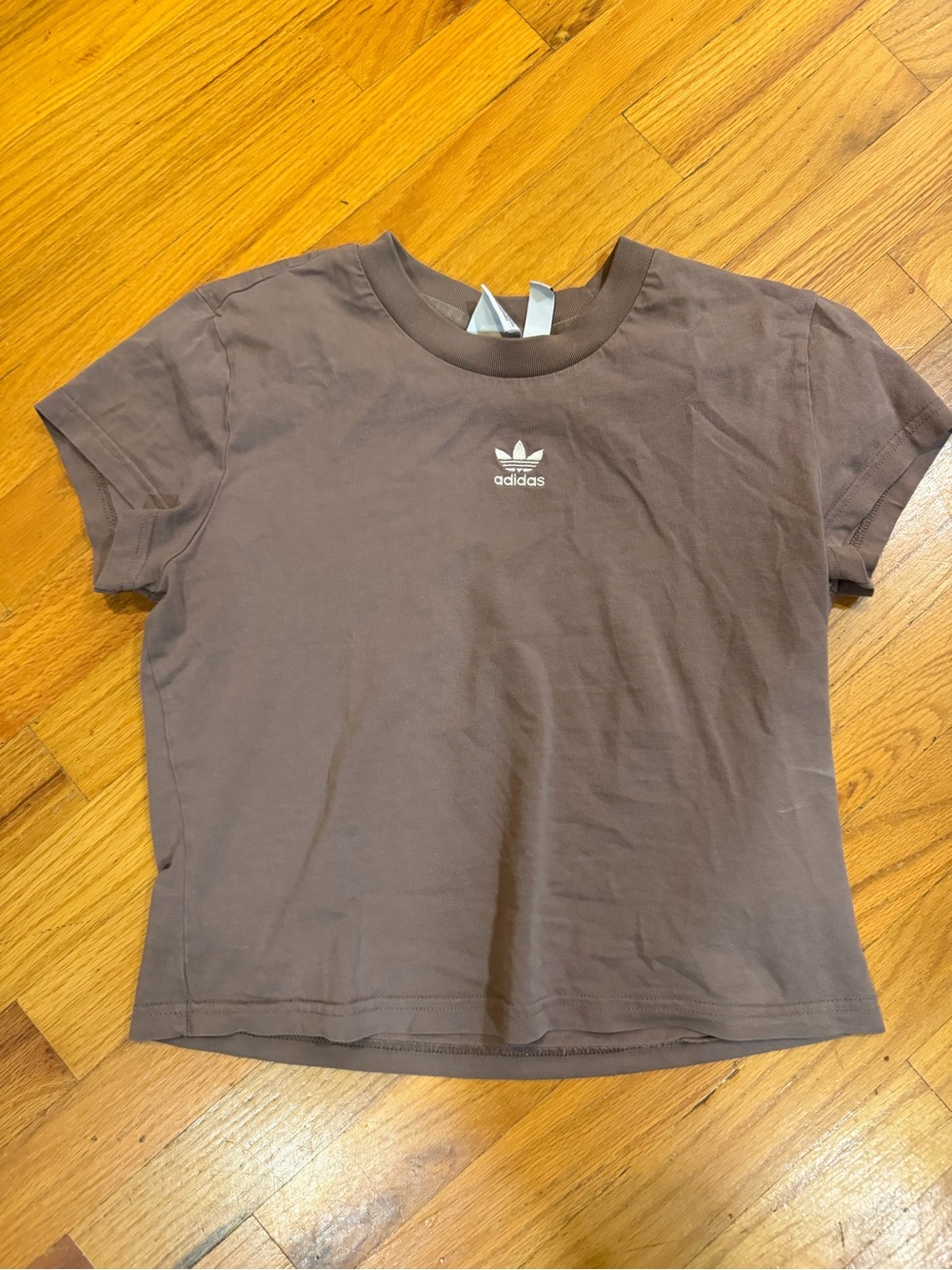 adidas Brown Trefoil Crop Top Tee